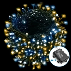 Lampki choinkowe na 3 baterie AA ciepłe i zimne 200LED 10M