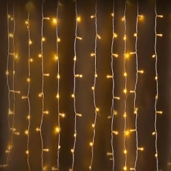 Lampki choinkowe kurtyna 200led na 3 baterie AA, Ciepła biel, 2m x 2m