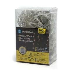 Lampki choinkowe sople fala na 3 baterie AA, Ciepła biel, 5m 100Led