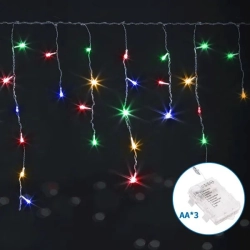 Lampki choinkowe sople fala 100 LED na 3 baterie AA Multikolor 5m * 0,6m - zdjęcie 3