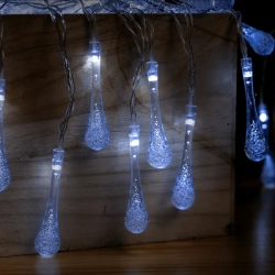 Lampki choinkowe krople deszczu 100LED na 3 baterie AA, Zimne 10m - zdjęcie 3