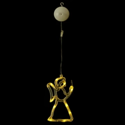 Zawieszka świąteczna na okno na baterie z przyssawką Anioł duża, Ciepła