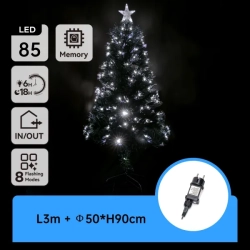 Choinka światłowodowa niskonapięciowa, Zimna biel, 90 cm