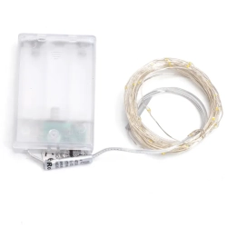 Lampki choinkowe drucikowe 50 led na 3 baterie AA, Zimna biel, 5m - zdjęcie 4