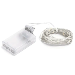 Lampki choinkowe taśmowe 50 LED na 3 baterie AA Ciepła biel, 5m