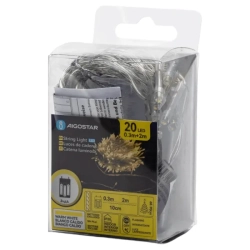 Lampki choinkowe drucikowe 20LED na 3 baterie AA, Ciepła biel, 2m