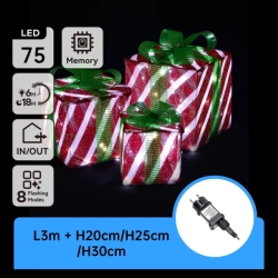 Niskonapięciowe podświetlane świąteczne prezenty 20/25/30cm zimne