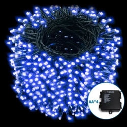 Lampki choinkowe na 4 baterie AA niebieskie 500LED 25M