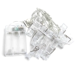 Lampki choinkowe 10 LED w kształcie spinacza na 3 baterie AA - Ciepła1,5M