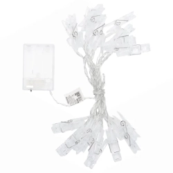Lampki choinkowe w kształcie spinaczy 20led na 3 baterie AA - 3m Ciepłe