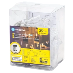 Lampki choinkowe w kształcie spinaczy 20led na 3 baterie AA - 3m Ciepłe