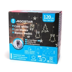 Niskonapięciowe lampki sople jelenie i dzwonki 120led zimne 3m + pilot