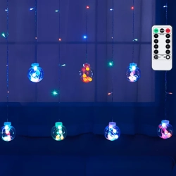 Niskonapięciowe lampki sople zakończone kulami z małymi kulkami 120led multi 3m+pilot