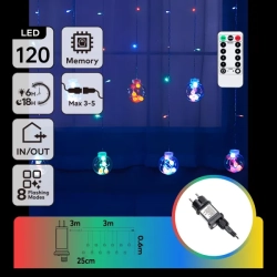 Niskonapięciowe lampki sople zakończone kulami z małymi kulkami 120led multi 3m+pilot