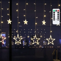 Niskonapięciowe lampki sople 120 LED gwiazda ciepłe 3m z pilotem do przytulnego klimatu