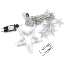 Niskonapięciowe lampki sople 120led zakończone gwiazdą ciepłe 3m x 0,6+pilot - zdjęcie 4