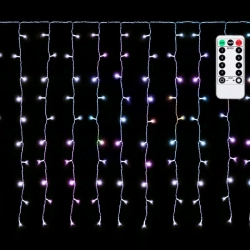 Kurtyna LED 150 sopli RGBY 1,5m z pilotem efektowne oświetlenie dekoracyjne