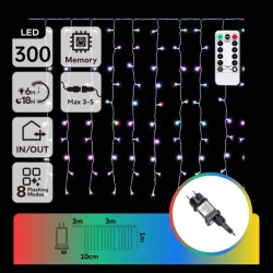 Niskonapięciowa kurtyna 300led 3m dł.sopli1m. RGBY z pilotem