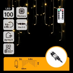 Zewnętrzna kurtyna sople 100led 1,5m z efektem fali ciepła+pilot — zdjęcie 3