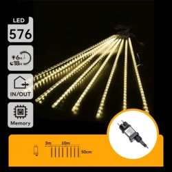 Niskonapięciowe 50-centymetrowe lampki choinkowe deszcz 16 meteorytów ciepłe 10m+3