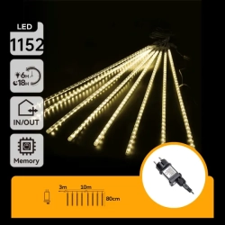 Zewnętrzne 80-centymetrowe lampki deszcz meteorytów 1152LED 10M Ciepłe