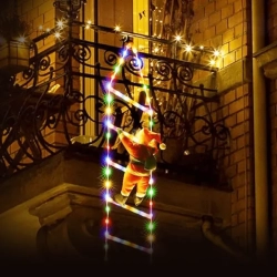 Niskonapięciowy zewnętrzy Mikołaj na świecącej drabinie 3m+3m multikolor