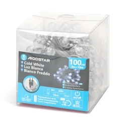 Zewnętrzne lampki choinkowe kryształowe kulki 100led Zimne 10m+3m