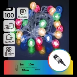 Niskonapięciowe zewnętrzne kulki 100led przeźroczyste RGBY 10m+3