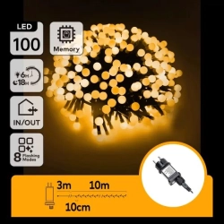 Niskonapięciowe lampki choinkowe małe mleczne kulki 100led Ciepłe 10m+3m z flashem - zdjęcie 3
