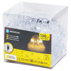 Niskonapięciowe lampki choinkowe w kształcie kropli deszczu 100led ciepłe 10m