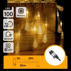 Niskonapięciowe lampki choinkowe w kształcie kropli deszczu 100led ciepłe 10m