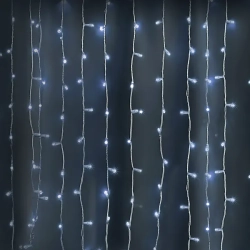Zewnętrzna kurtyna 100 led Zimna biel, 1m * 1m