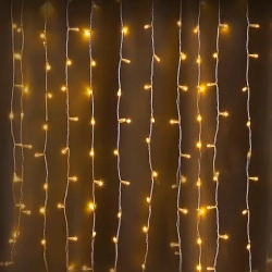 Zewnętrzne lampki choinkowe kurtyna 200LED Ciepła biel, 2x2m 10 pasków