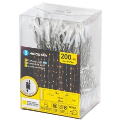 Zewnętrzne lampki choinkowe kurtyna 200LED Ciepła biel, 2x2m 10 pasków