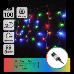 Niskonapięciowe lampki choinkowe sople 100led pływające RGBY 5m(kolor+ciepłe)