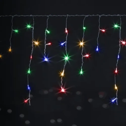 Niskonapięciowe lampki choinkowe sople 100led fala RGBY 5m * 0,6m kolor+ciepłe