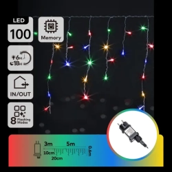 Niskonapięciowe lampki choinkowe sople 100led fala RGBY 5m * 0,6m kolor+ciepłe