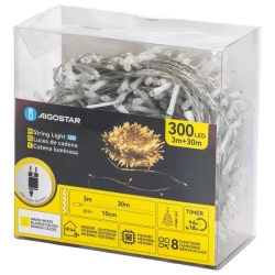 Niskonapięciowe zewnętrze lamki choinkowe 300led Ciepła biel, 30m+3 - zdjęcie 7