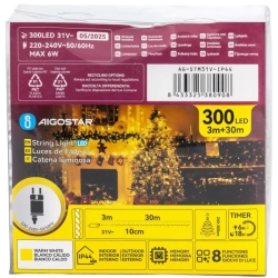 Niskonapięciowe zewnętrze lamki choinkowe 300led Ciepła biel, 30m+3 - zdjęcie 8