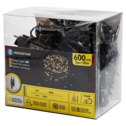 Zewnętrzne lampki choinkowe sznur 600led Ciepła biel 30 m+3m
