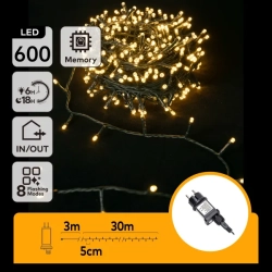 Zewnętrzne lampki choinkowe sznur 600led Ciepła biel 30 m+3m