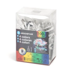 Zewnętrzne lampki choinkowe 100 led, RGBY kolor+ciepłe 10m+3m