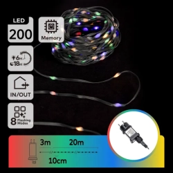 Niskonapięciowe lampki choinkowe 200 led płaskie RGBY 20m kolor+ciepłe