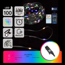 Zewnętrzne lampki choinkowe płaskie 100LED na Bluetooth RGBIC 10 m