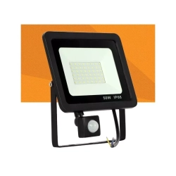 Halogen Led 50w IP66 zimny biały z czujką pir