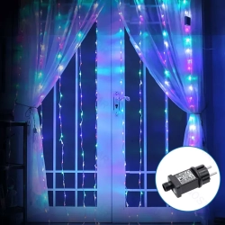 Niskonapięciowa kurtyna zewnętrzna 200 LED multikolor 2x2 m do efektownego oświetlenia