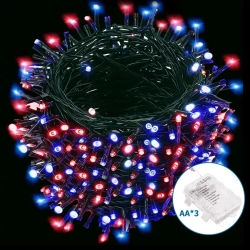 Lampki choinkowe 200 LED 10 m na 3 baterie AA czerwono-niebieskie praktyczne i efektowne