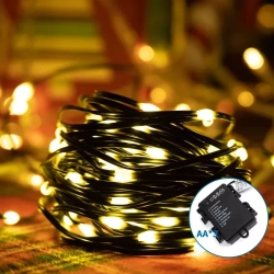 Lampki choinkowe 100 LED 10 m na 3 baterie AA zimne światło do dekoracji