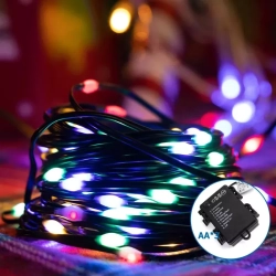 Lampki choinkowe taśmowe 100 LED 10m RGBY na 3 baterie AA do dekoracji świątecznej