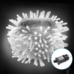 Niskonapięciowe zewnętrzne lampki choinkowe sznur 300led Zimna biel 30m+3